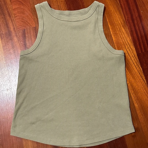 XXL green ribbed tank top - layering tank tops by SO - crew neck high neck - Picture 4 of 6